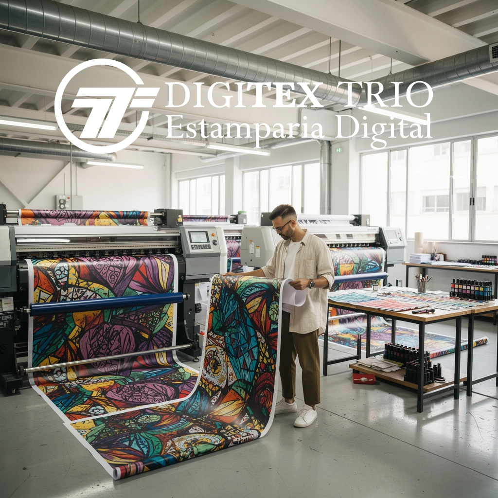 Estampa Digital Exclusiva sendo impressa