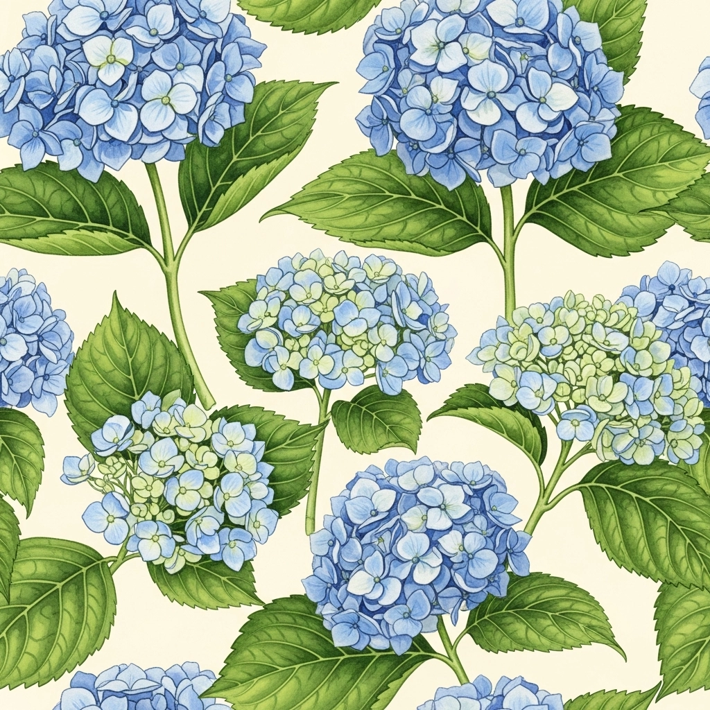 Estampa Floral Azul Hortênsia